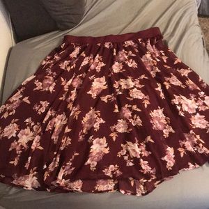 Burgundy Torrid Floral Skirt
